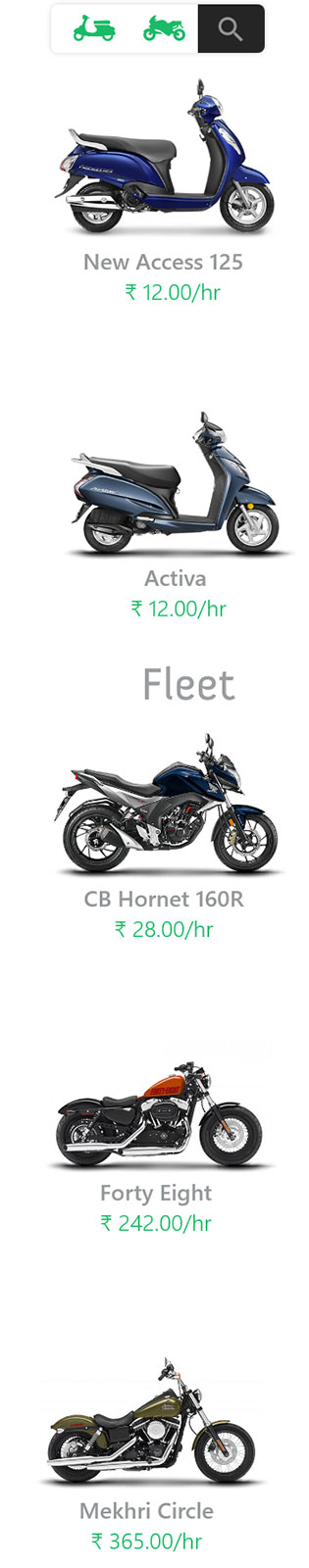 Motorbike Rental app Features