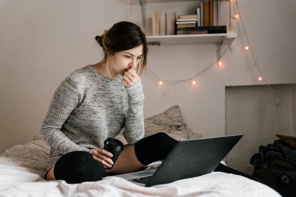 Woman waiting for a response from customer service agents